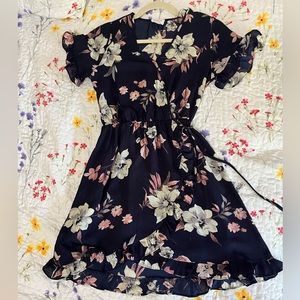 Floral blue mini dress